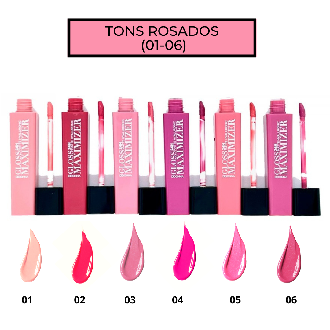 MAXIMIZER™ -  Conjunto de 6 Lip Gloss 24 Horas com efeito volumizador e ácido hialurónico