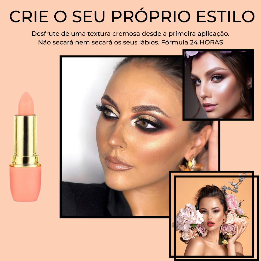 Conjunto de 6 Batons Estilo Matte 24 Horas - CREAM24™