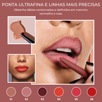 CHICCOLOR™ - Conjunto de 6 Lápis Delineador de Labios Retrácteis