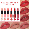 Conjunto de 6 Batons com Fórmula Hidratante em tons de Rosa Nude - CREMOSA™